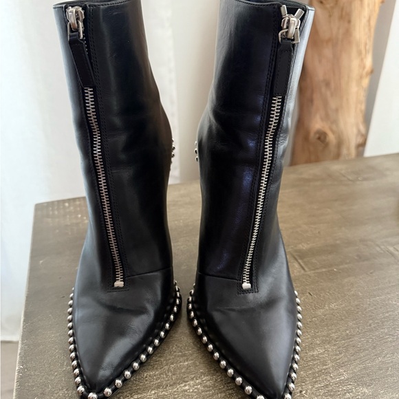 Alexander Wang Black Studded Leather Ankle Boots - Picture 4 of 6
